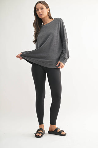 Waffle Ribbed Roundneck Pullover - Rise and Redemption