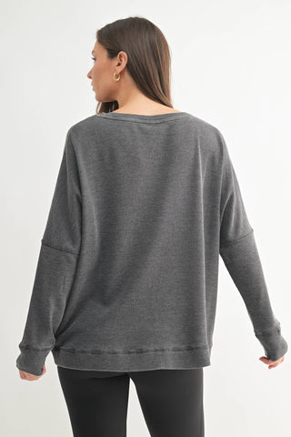 Waffle Ribbed Roundneck Pullover - Rise and Redemption