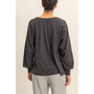 Washed Oversized Long Sleeve Top With Slit - Rise and Redemption