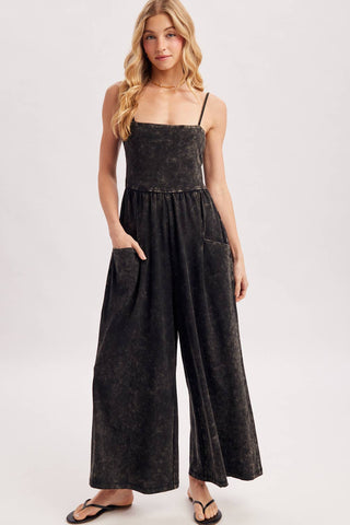 WASHED SLEEVELESS WIDE LEG JUMPSUIT - Rise and Redemption