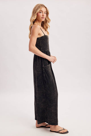 WASHED SLEEVELESS WIDE LEG JUMPSUIT - Rise and Redemption