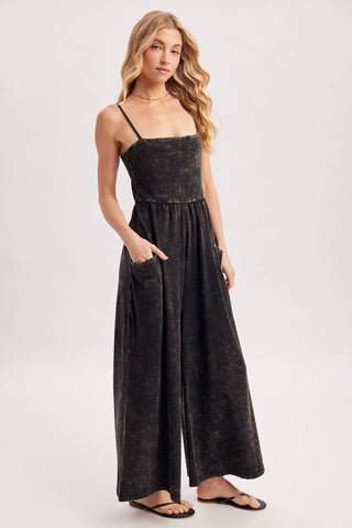 WASHED SLEEVELESS WIDE LEG JUMPSUIT - Rise and Redemption