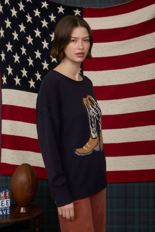 WESTERN BOOT JACQUARD LONG SLEEVE KNIT SWEATER - Rise and Redemption