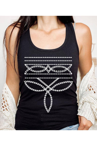 Western Boot Stitch Graphic Racerback Tank Top - Rise and Redemption