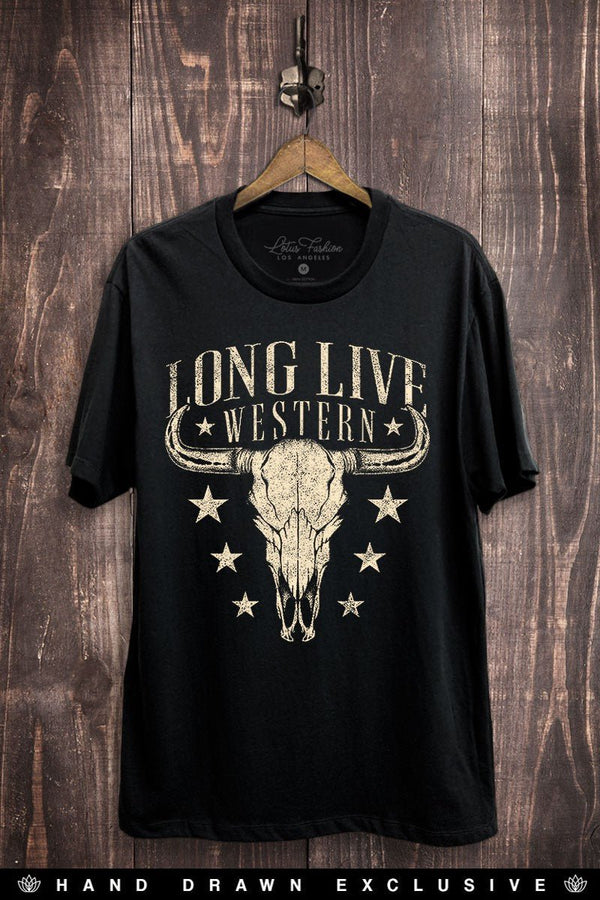 Western Bull Skull Graphic Tee - Rise and Redemption