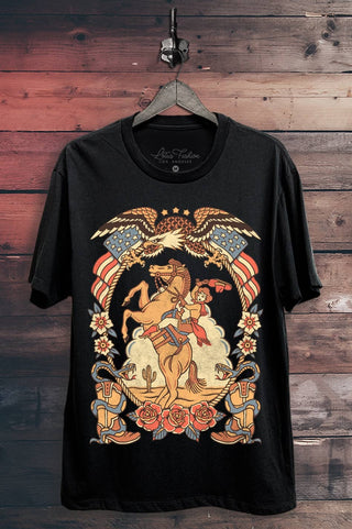 Western Cowgirl Jersey Tattoo Graphic Top - Rise and Redemption