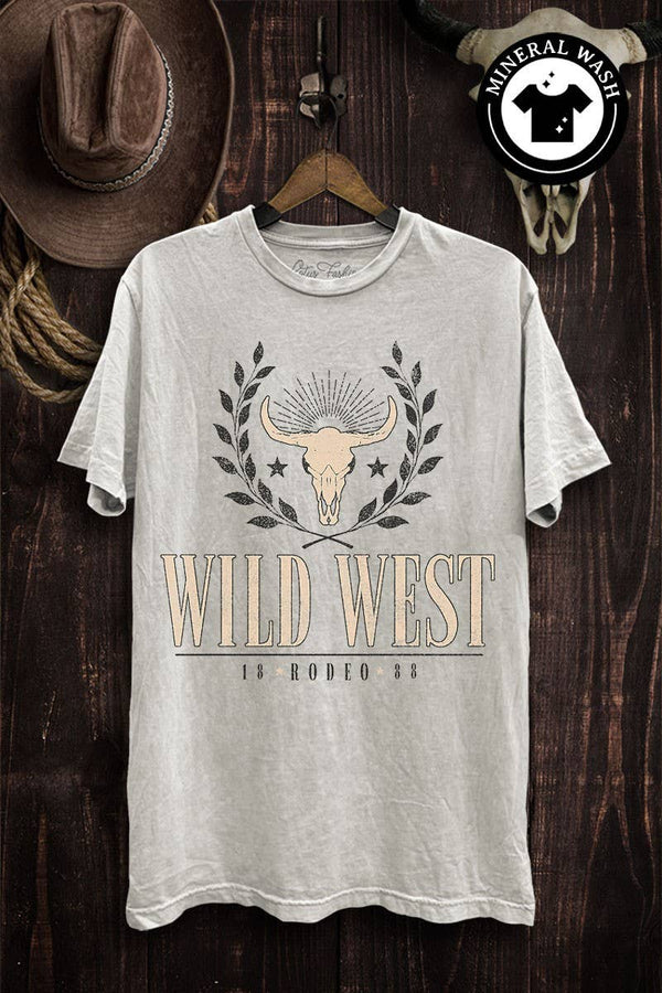 Wild West Rodeo Cow Skull 1888 Graphic Top - Rise and Redemption
