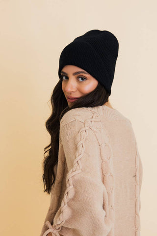 Winter Front Fold Detail Ribbed Knit Beanie - Rise and Redemption