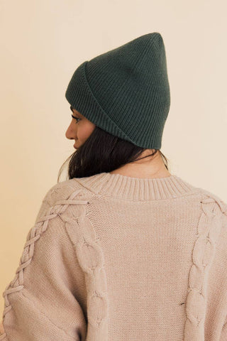 Winter Front Fold Detail Ribbed Knit Beanie - Rise and Redemption