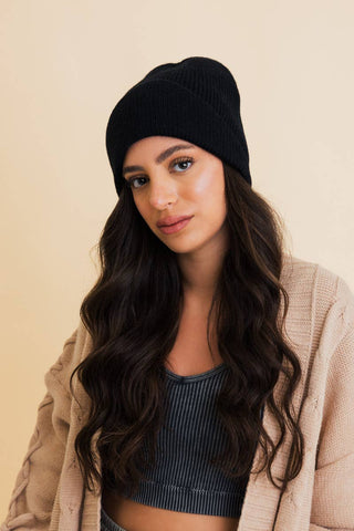 Winter Front Fold Detail Ribbed Knit Beanie - Rise and Redemption