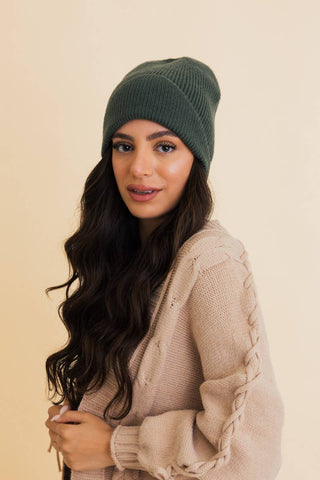 Winter Front Fold Detail Ribbed Knit Beanie - Rise and Redemption