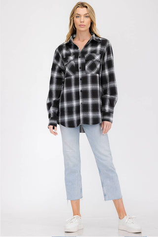 WOMENS OVERSIZE FLANNEL LONG SLEEVE SHIRT - Rise and Redemption