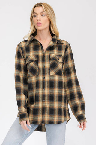 WOMENS OVERSIZE FLANNEL LONG SLEEVE SHIRT - Rise and Redemption