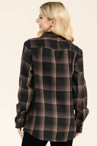 WOMENS OVERSIZE FLANNEL LONG SLEEVE SHIRT - Rise and Redemption