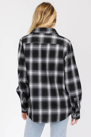 WOMENS OVERSIZE FLANNEL LONG SLEEVE SHIRT - Rise and Redemption