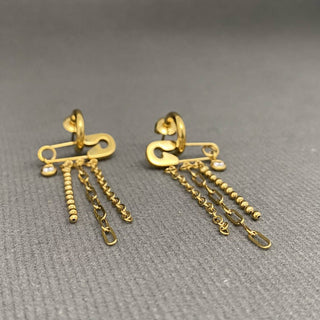 Zircon Chain Tassel 18K Gold Plated Stainless Steel Earrings - Rise and Redemption