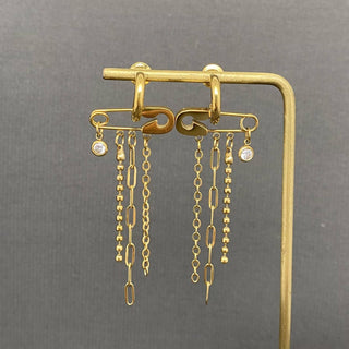 Zircon Chain Tassel 18K Gold Plated Stainless Steel Earrings - Rise and Redemption