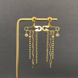 Zircon Chain Tassel 18K Gold Plated Stainless Steel Earrings - Rise and Redemption