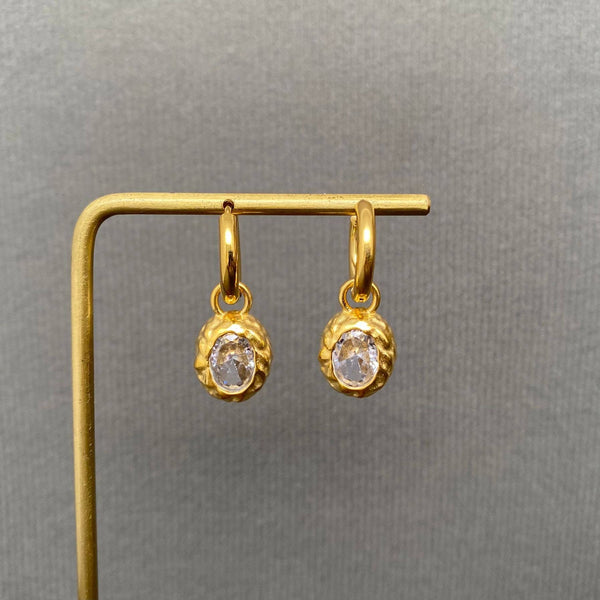 Zircon Inlaid 18K Gold Plated S.Steel Huggie Earrings - FGS - Rise and Redemption