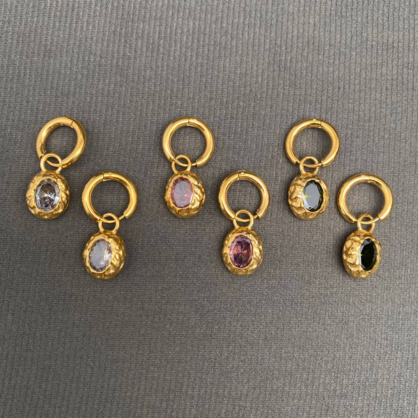 Zircon Inlaid 18K Gold Plated S.Steel Huggie Earrings - FGS - Rise and Redemption