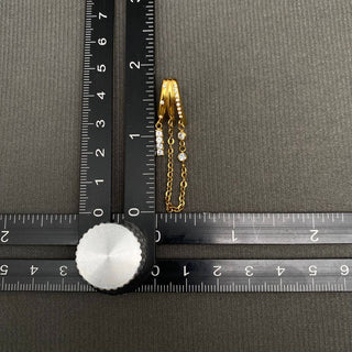 Zircon Inlaid Chain Fringe 18K Golden SS Stud Earrings - FGS - Rise and Redemption