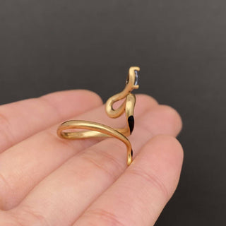 Zircon Inlaid Enamel Snake 18K Gold Plated Copper Ring - Rise and Redemption