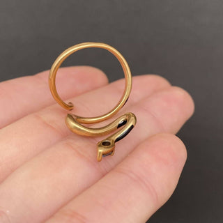 Zircon Inlaid Enamel Snake 18K Gold Plated Copper Ring - Rise and Redemption