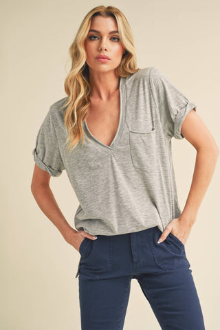 Zoie V - Neck Short Sleeve Top - Rise and Redemption
