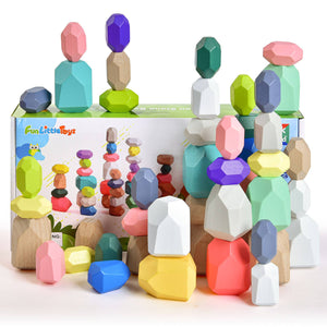 40 Pcs Wooden Balancing Stacking Rocks - Rise and Redemption