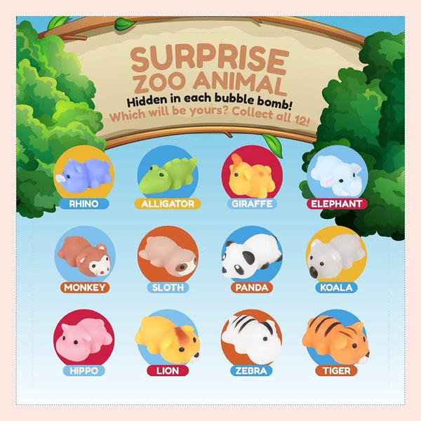 6 Zoo Animal Bath Bombs for Kids with Toy Surprises - Rise and Redemption