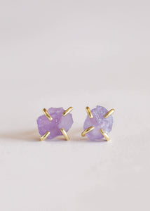 Amethyst Gemstone Prong Earrings - Rise and Redemption