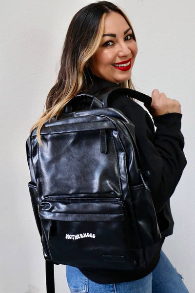 Black Faux Leather Backpack - Rise and Redemption