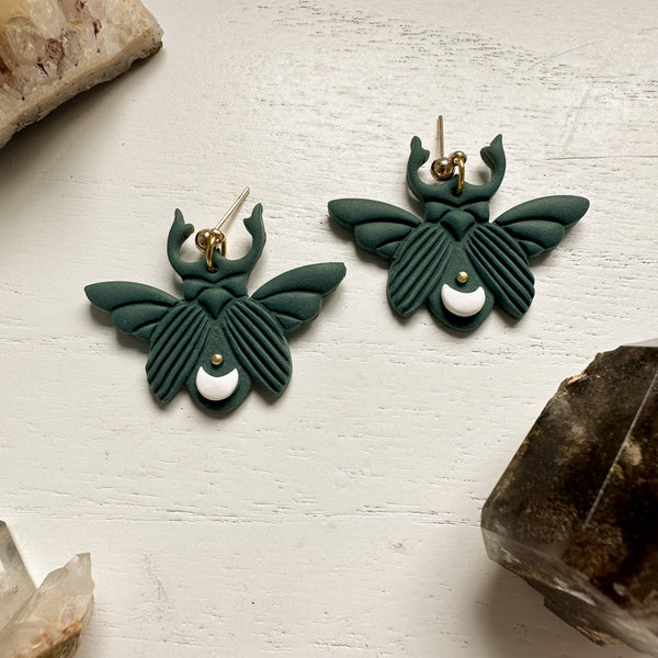 Boho Clay Earrings, Beetle Earrings, Nature Clay Earrings - Rise and Redemption
