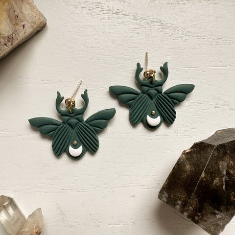 Boho Clay Earrings, Beetle Earrings, Nature Clay Earrings - Rise and Redemption