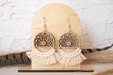Boho Macrame Mandala Dangle Earrings - Rise and Redemption