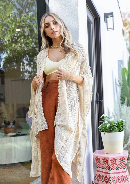 Embroidered Zig Zag Soft Kimono - Rise and Redemption