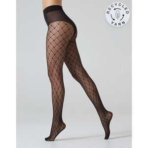 Fashion Tights, Argyle Patterned Tights, Recycled Tights: Black / L - Rise and Redemption