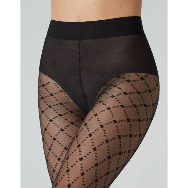 Fashion Tights, Argyle Patterned Tights, Recycled Tights: Black / L - Rise and Redemption