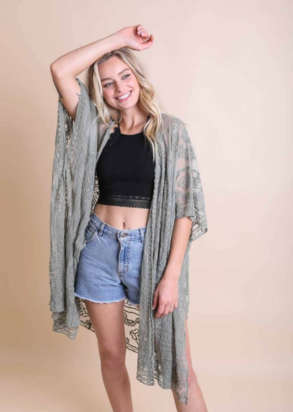 Floral Mandala Embroidered Mesh Kimono - Rise and Redemption