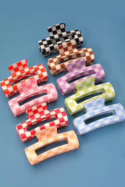 JUMBO RESIN CHECKER HAIR CLAW CLIPS 4inch | 40H664 - Rise and Redemption