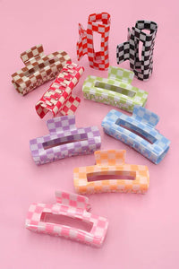 JUMBO RESIN CHECKER HAIR CLAW CLIPS 4inch | 40H664 - Rise and Redemption