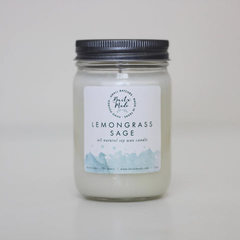 Lemongrass Sage Candle, 12 oz - Rise and Redemption