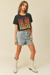 Mama Lightening Bolt Graphic Crop Tee - Rise and Redemption