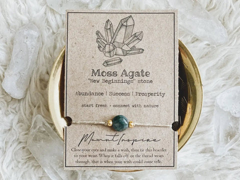 Moss Agate Crystal Wish Bracelet - Rise and Redemption