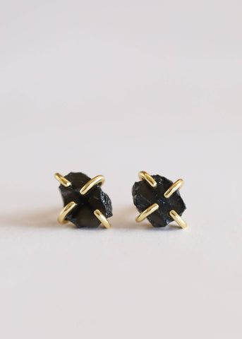 Obsidian Gemstone Prong Earrings - Rise and Redemption