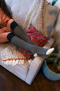 Open Work Two-Tone Lounge Socks - Rise and Redemption
