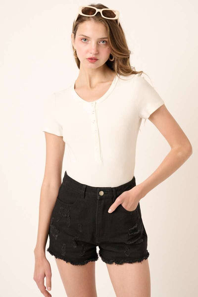 Ribbed Button Down Bodysuit - Rise and Redemption
