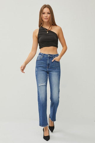 Risen Jeans - Vintage Washed Straight Leg Jeans- RDP1268, White