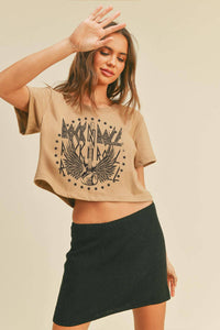 Rock N Roll Graphic Tee (Cropped Top) - Rise and Redemption
