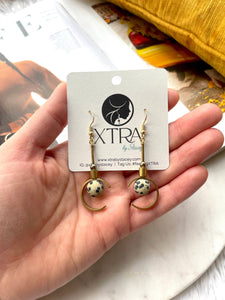 The Vienna Earring - Small Brass Moon Phase Dangle Earring - Rise and Redemption